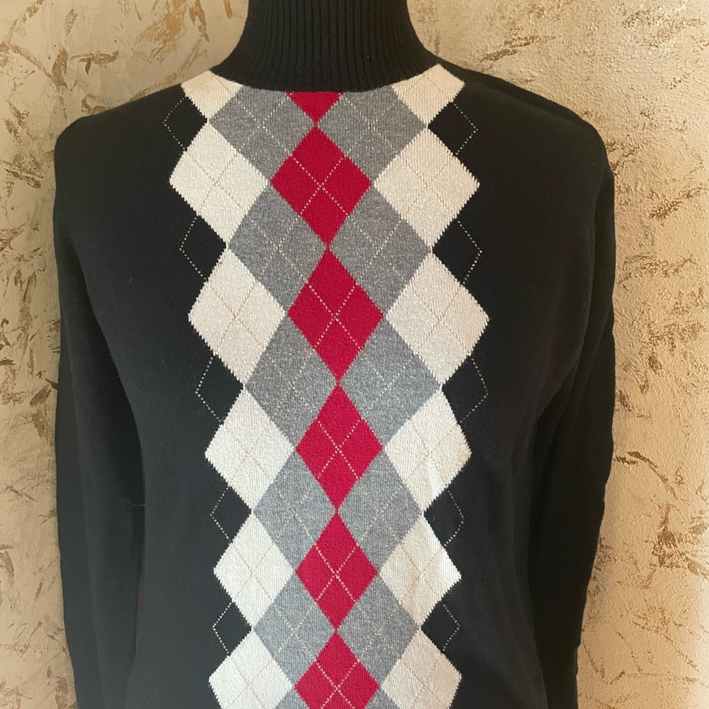 Women’s Black Argyle Sweater
